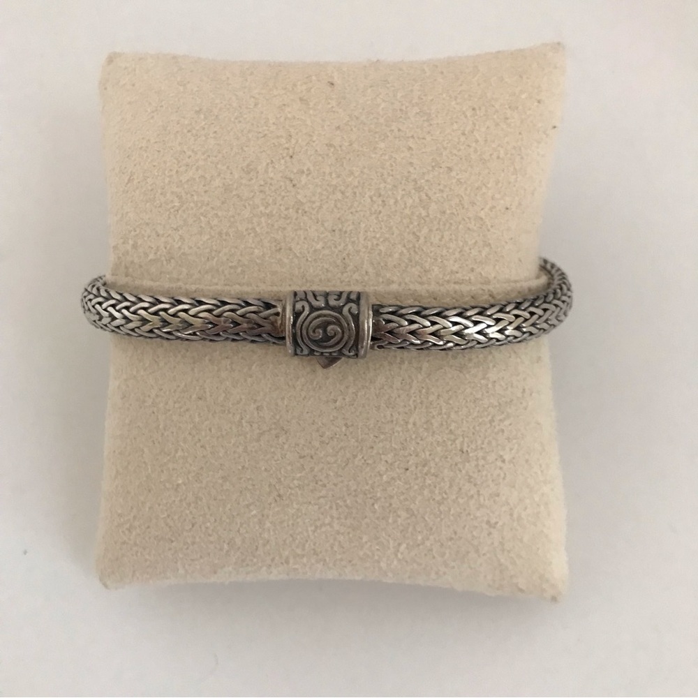 Vintage KC Indo Sterling Silver Blue Topaz Amethyst Spiga Wheat Bracelet 8" 35 g - Picture 6 of 16